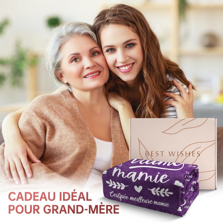 Juratar Cadeau Fête des Grand Mère, Plaid Couverture Polaire Cadeau d'