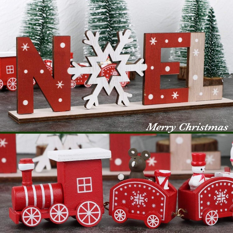Train de Noël en Bois Lettre en Bois Ornement Bois Decoration Noël Tab