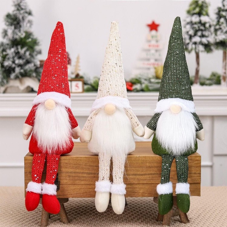 Frigg GNOME de Noel Decoration, 3Pcs Nain de Noël, Peluche Lutin de No