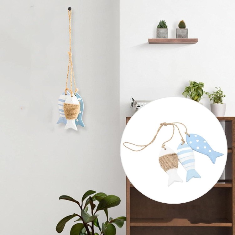 Décor de Poisson en Bois Artisanat en Bois Porte Clés Sac Pendentif 3