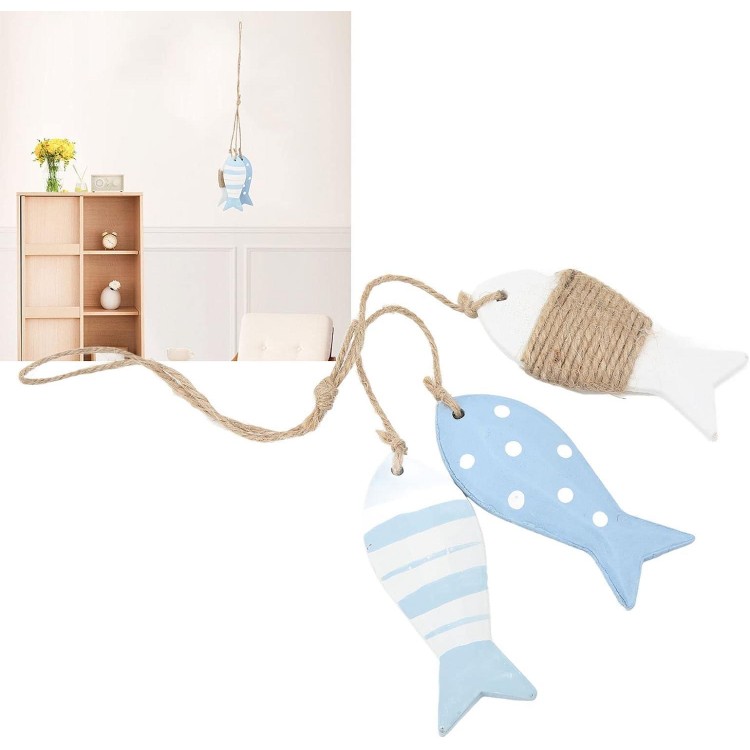 Décor de Poisson en Bois Artisanat en Bois Porte Clés Sac Pendentif 3