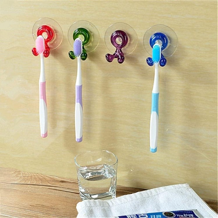 Support de Brosse à Dents avec Ventouse 4 pcs Support Mural pour Bross