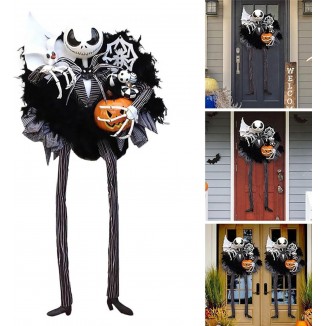 MIAOLLUN Couronnes d'halloween, Halloween Horror Pumpkin Wreath Door H