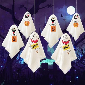 Fantômes suspendus d'Halloween en extérieur,6 pièces de poupées en tis