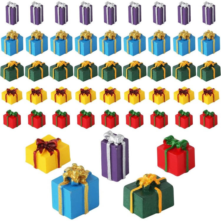 50pcs Mini Coffrets Cadeaux en Résine, Coffrets Cadeaux de Noël Miniat