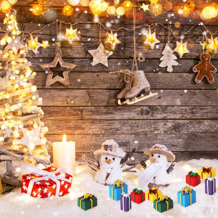 50pcs Mini Coffrets Cadeaux en Résine, Coffrets Cadeaux de Noël Miniat