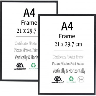 Weikani Lot de 2 cadres photo A4 Aluminium noir - 21x30 cm - Cadre pho
